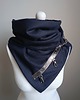 szale damskie Szal wełniany granatowy z metaliczną skórą - piękny
