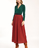 spódnice midi Marszczona ceglana spódnica maxi