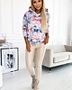 bluza z kapturem damska 390-3 Bluza kangurka z kapturem - złote heksagony i różowo-błękitny marmur