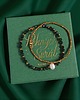 bransoletki z kamieni naturalnych Świąteczny zestaw bransoletek : ciemna zieleń, złoto, perła : szmaragd nilu