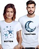 t-shirt damskie Koszulki dla pary Walentynki t-shirt komplet gwiazdy księżyc