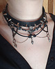 naszyjniki - inne Czarny choker, gotycki naszyjnik skórzany