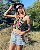 topy damskie Letni dwustronny patchworkowy top bez pleców