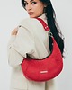 torby na ramię Mini HOBO z nubuku ekologicznego w kolorze czerwonym
