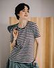 t-shirt damskie T-shirt  FLOW - miętowo-czekoladowe paski