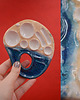 akcesoria różne Ceramiczna paletka do farb, ze szkłem. Plaża