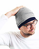 czapki damskie DWUSTRONNA CZAPKA dwukolorowa beanie granatowa