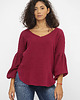 bluzki z długim rękawem damskie Jesienna bluzka Jana z muślinu bordowa