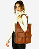 torby na ramię Torebka skórzany shopper bag z kieszeniami - MARCO MAZZINI brąz karmel
