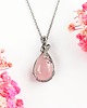 wisiory Naszyjnik Kwarc Różowy stal chirurgiczna wisiorek handmade wirewrapping
