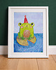 obrazy i plakaty do pokoju dziecięcego Rysunek pastele do pokoju dziecięcego Żabka urodzinowa