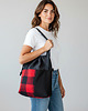 torby na ramię Czarno-czerwona torba z kominem do wózka w kratę