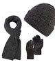 czapki i kapelusze męskie ZESTAW ZIMOWY MĘSKI ZES-34-GR, CZAPKA BEANIE BR-03-GR, SZALIK BR-07-GR I RĘKA