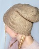 czapki damskie Kaszmirowa czapka- czapka z kaszmiru 100% beżowa warkocz