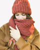 czapki damskie Ręcznie dziergany komplet Claret: czapka i szalik