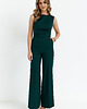 kombinezony damskie Kombinezon z szerokimi nogawkami-butelkowa zieleń(S-115)