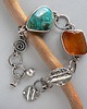 bransoletki srebrne -chryzokola i bursztyn-