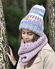 czapki damskie WOOLY COLOR "8"ciepła wełniana czapka w paski