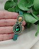 bransoletki soutache Delikatna bransoletka sutasz, zielona butelkowa złota szmaragdowa bransoletka