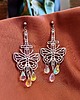 kolczyki - inne Kolczyki motyle z kryształami, motyl, miecz, błyszczące kolczyki, boho