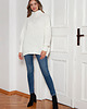 swetry damskie  Sweter oversize z golfem - SWE148 ecru