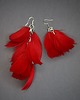 kolczyki z piórami Czerwone asymetryczne pióra boho, kolczyki