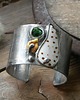 bransoletki wire wrapping Kropkowana muszla  -  bransoleta mankiet CUFF
