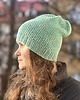 czapki damskie Przejściowa czapka  Marmurka bawełna z merynosem ciemna mięta