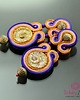 kolczyki soutache Fioletowo rude kolczyki sutasz
