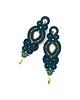 kolczyki soutache Kolczyki sutasz zielone ze złotem Ismara wieczorowe kryształkami