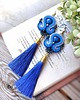 kolczyki soutache Niebieskie chwosty wieczorowe kolczyki sutasz