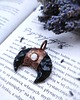 wisiory Wisior miedziany lunula obsydian moonstone II