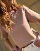 t-shirt damskie Fantasy / nude - bawełniany t-shirt z kolorowym ściągaczem