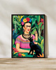 grafiki i ilustracje PLAKAT Frida Kahlo z kotem, zabawny prezent dla kociary