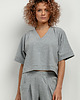 bluzki kimonowe damskie Bluza kimono z dekoltem V, T416, jasnoszary
