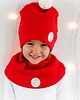 czapki dziecięce Czapka zimowa z kominem-czerwona z pomponem