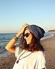 czapki damskie Niebieska czapka beanie handmade z wełną