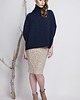 swetry damskie  Poncho z golfem granatowe