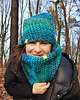 czapki damskie Komplet CRAZYCOLOR  czapka i komin "turkus"