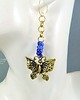 kolczyki z mosiądzu Złoty motyl z kobaltem urocze długie modne kolczyki w stylu boho handmade