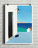 plakaty Morski widok z kotem - plakat fine art