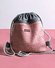 plecaki Szaro-różowy plecak z przednią kieszenią