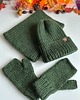 Akcesoria pozostałe Komplet wełniany - czapka, komin i mitenki - zielony
