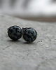kolczyki wire wrapping 7mm obsydian śnieżny   - sztyfty