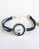 bransoletki ze szkła Bransoletka - Biały wilk 2 - granatowa, sznurki