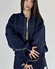kurtki damskie Krótka kurtka bomber zipper denim dark blue