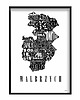 plakaty Mapa - WAŁBRZYCH  plakat czarno biały