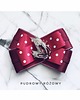 broszki Brosza  Bordo w kropki Z Motylem