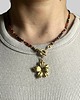 chokery Choker z granatu i karneolu z kwiatową zawieszką