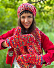 rękawiczki damskie Rękawiczki MERINO 50% handmade ze sznureczkiem ,,Czerwienie"